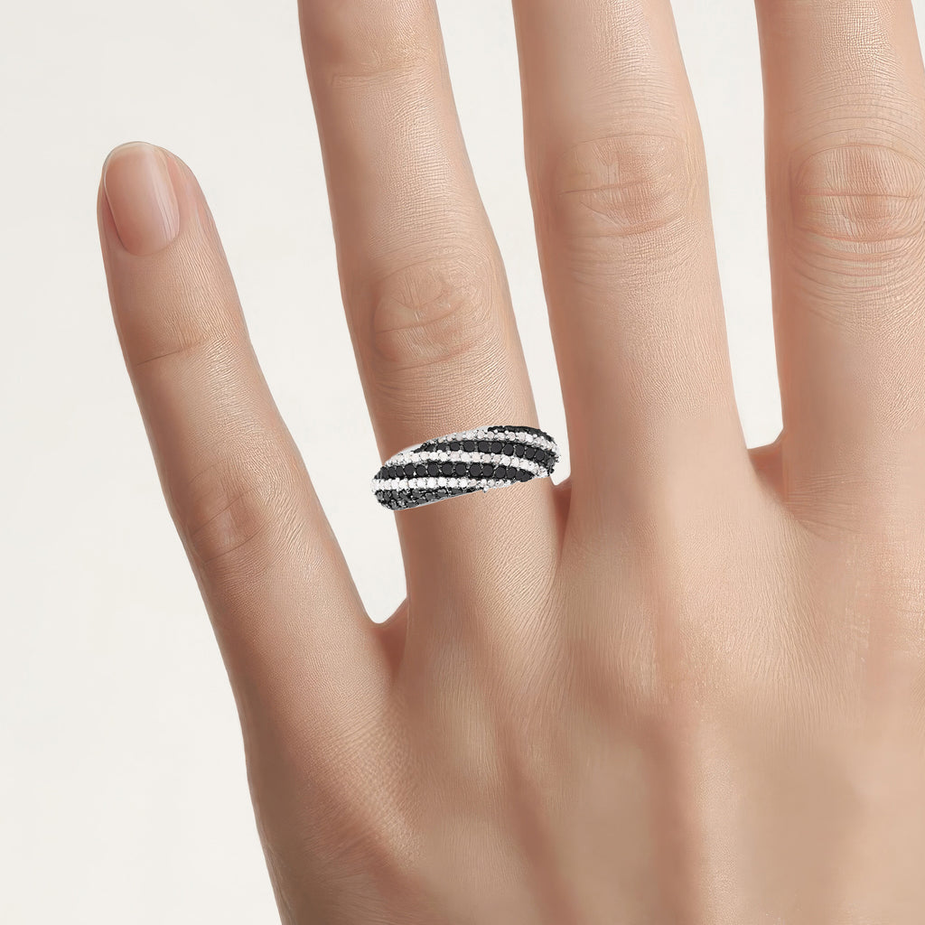 Multicolor Diamond Ring 1.22 Carats Sterling Silver