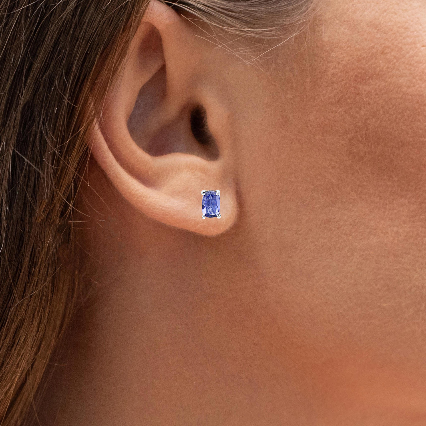 Tanzanite Stud Earrings 1.04 Carats Sterling Silver