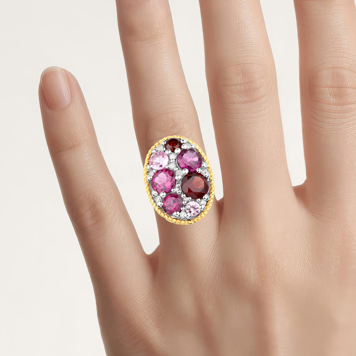Natural Mixed Gemstones Ring 2.78 Carats Sterling Silver