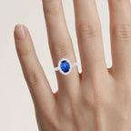 Blue Sapphire Ring With Diamonds 2.5 Carats 18K White Gold
