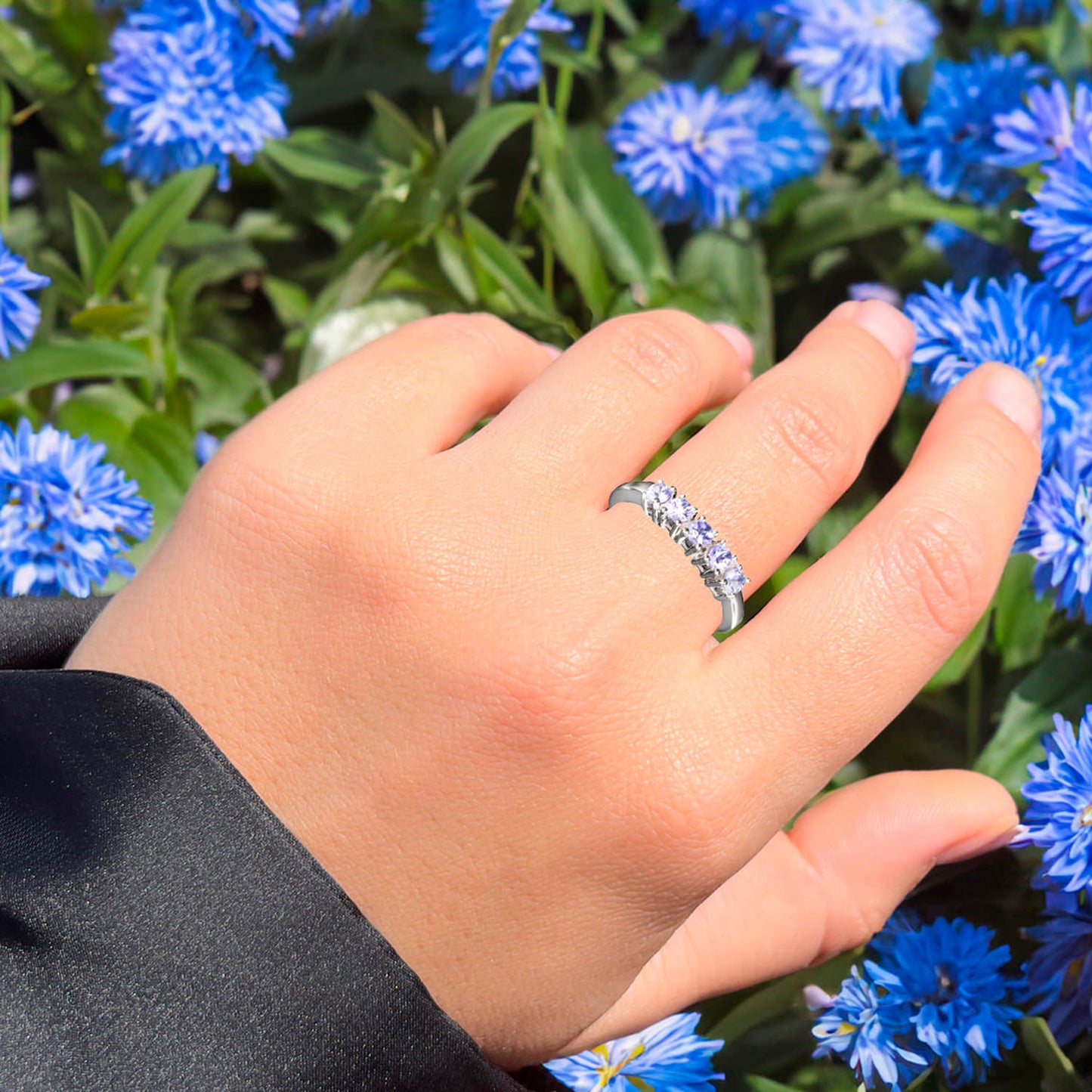 Natural Tanzanite Ring 0.35 Carats Sterling Silver