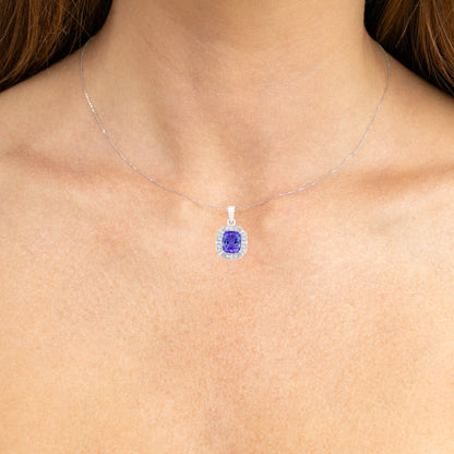 Natural Tanzanite Pendant With Diamonds 2.48 Carats 14K White Gold