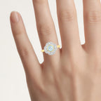 Aquamarine Ring With White Topaz 0.92 Carats Gold Plated Silver