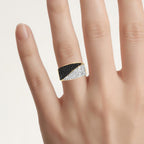 Black Diamond Ring With White Diamonds 1.16 Carats Gold Plated Silver