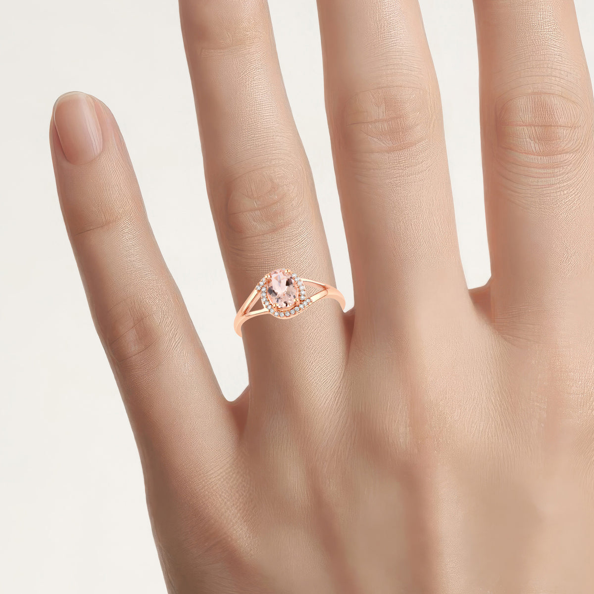 Morganite Ring With Diamonds 0.74 Carats 14K Rose Gold