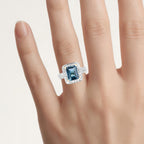 London Blue Topaz Ring With White Topaz 5.08 Carats Gold Plated Silver