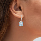Swiss Blue Topaz Butterfly Earrings 2.68 Carats Sterling Silver