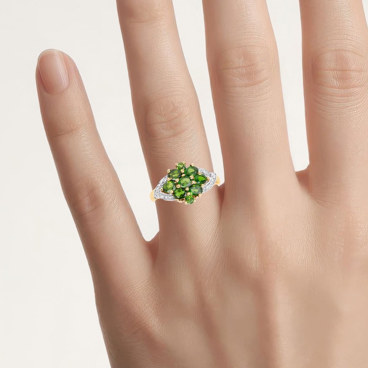 Chrome Diopside Ring 1.44 Carats Gold Plated Silver