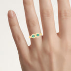 Zambian Emerald Infinity Ring With Diamonds 0.32 Carats 14K Yellow Gold