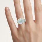Aquamarine Ring With Chrome Diopside 9.08 Carats Sterling Silver