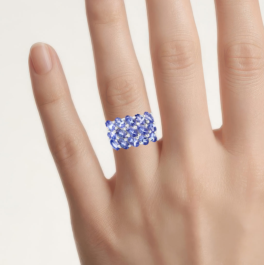Tanzanite Ring 3.58 Carats Sterling Silver