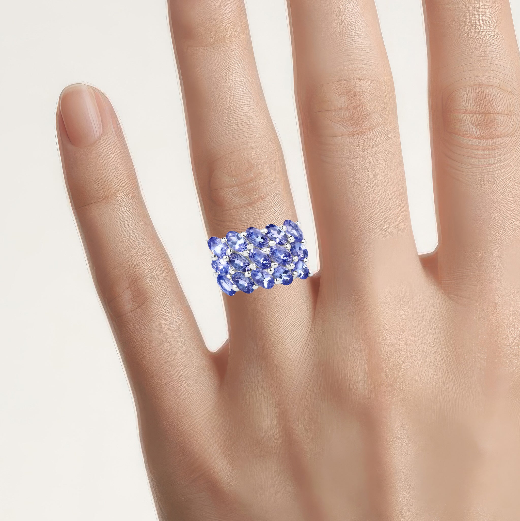 Tanzanite Ring 3.58 Carats Sterling Silver