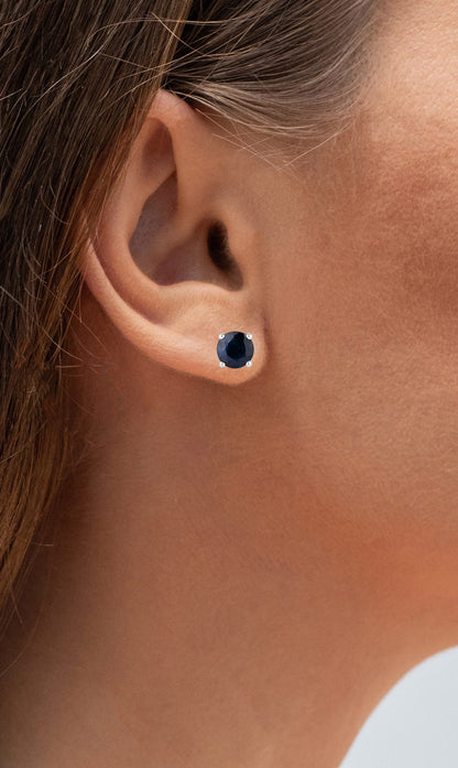 Natural Blue Sapphire Earrings 1.68 Carats 14K White Gold