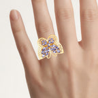 Tanzanite Butterfly Ring 2.4 Carats Gold Plated Silver