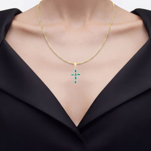 Emerald Pendant 0.82 Carats Gold Plated Silver
