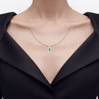 Zambian Emerald Pendant With Diamonds 0.8 Carats 10K Yellow Gold