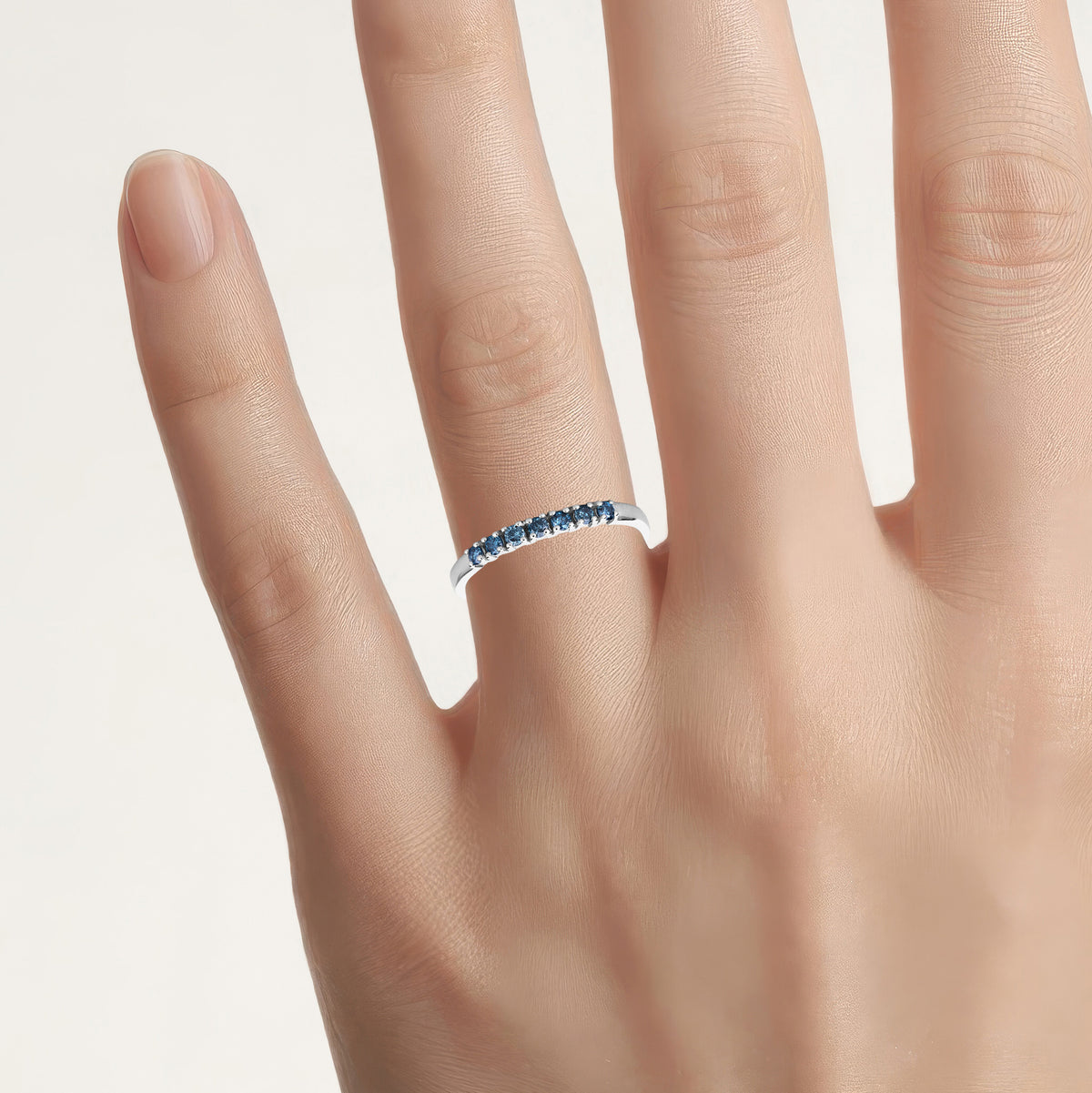 Blue Diamond Ring 0.2 Carats 14K White Gold