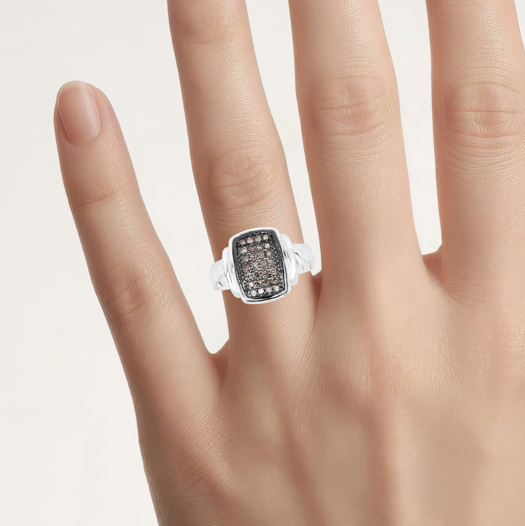 Champagne Diamond Ring 0.2 Carats Sterling Silver