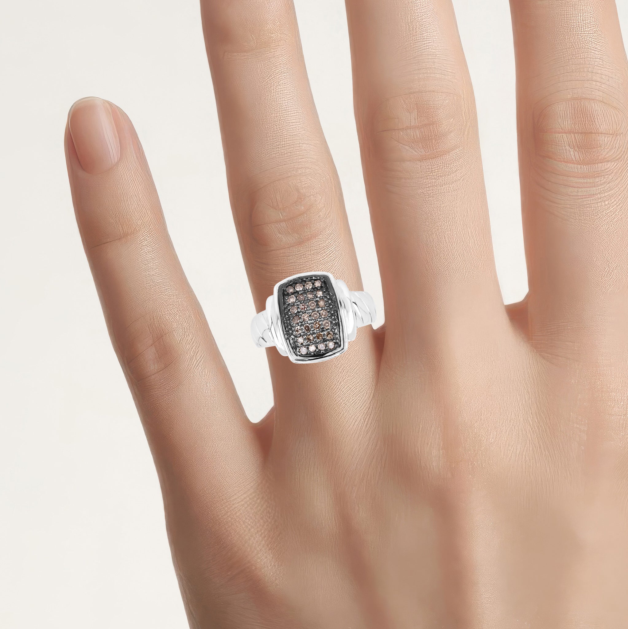 Champagne Diamond Ring 0.2 Carats Sterling Silver