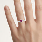 Ruby Ring With Diamonds 0.96 Carats 14K White Gold