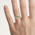 Emerald Bat Ring 0.22 Carats Gold Plated Silver