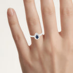 Blue Sapphire Ring With Diamonds 0.44 Carats 14K White Gold