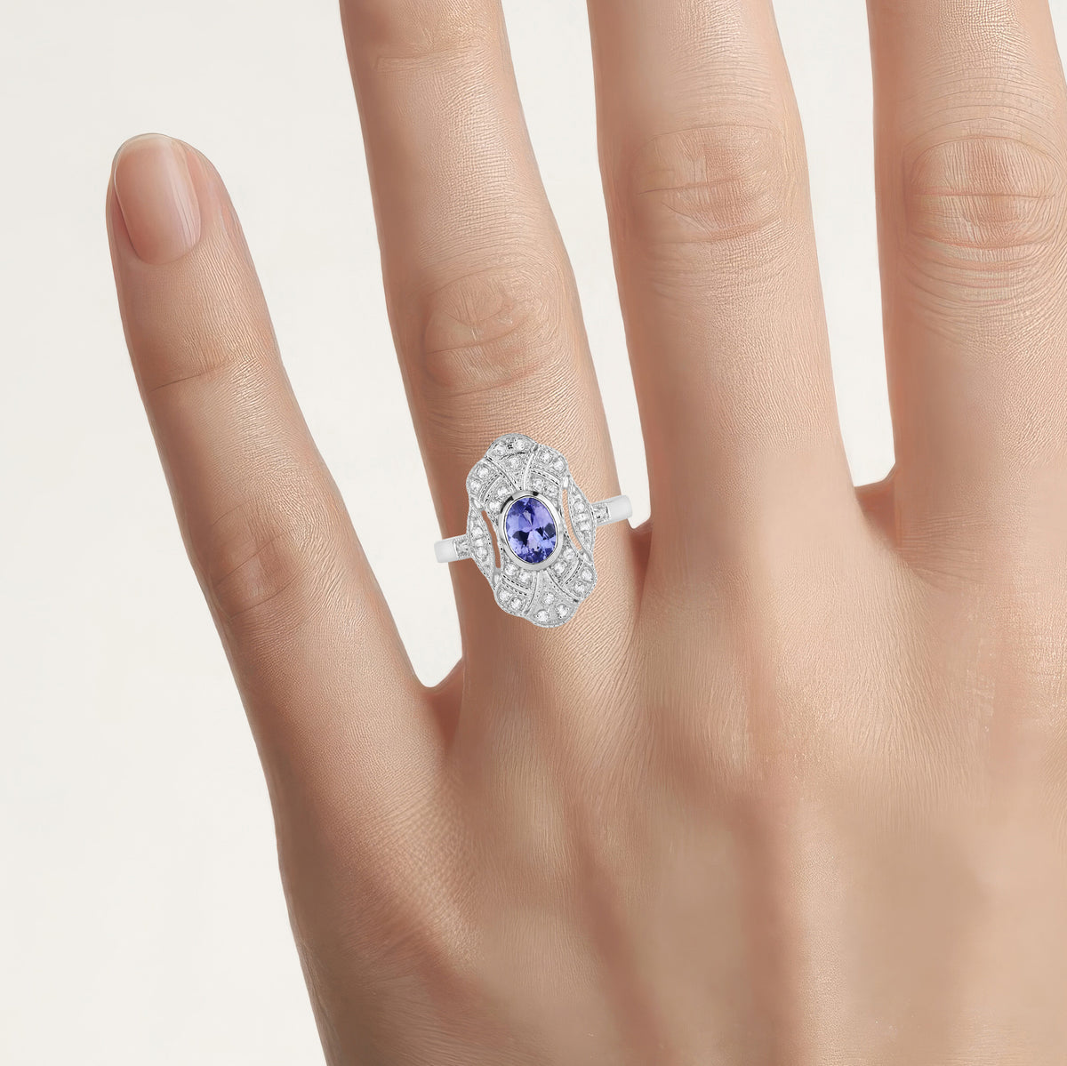 Tanzanite Ring With White Topaz 1.14 Carats Sterling Silver