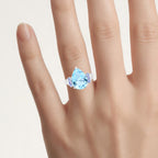 Swiss Blue Topaz Ring With Tanzanite 6.82 Carats Sterling Silver