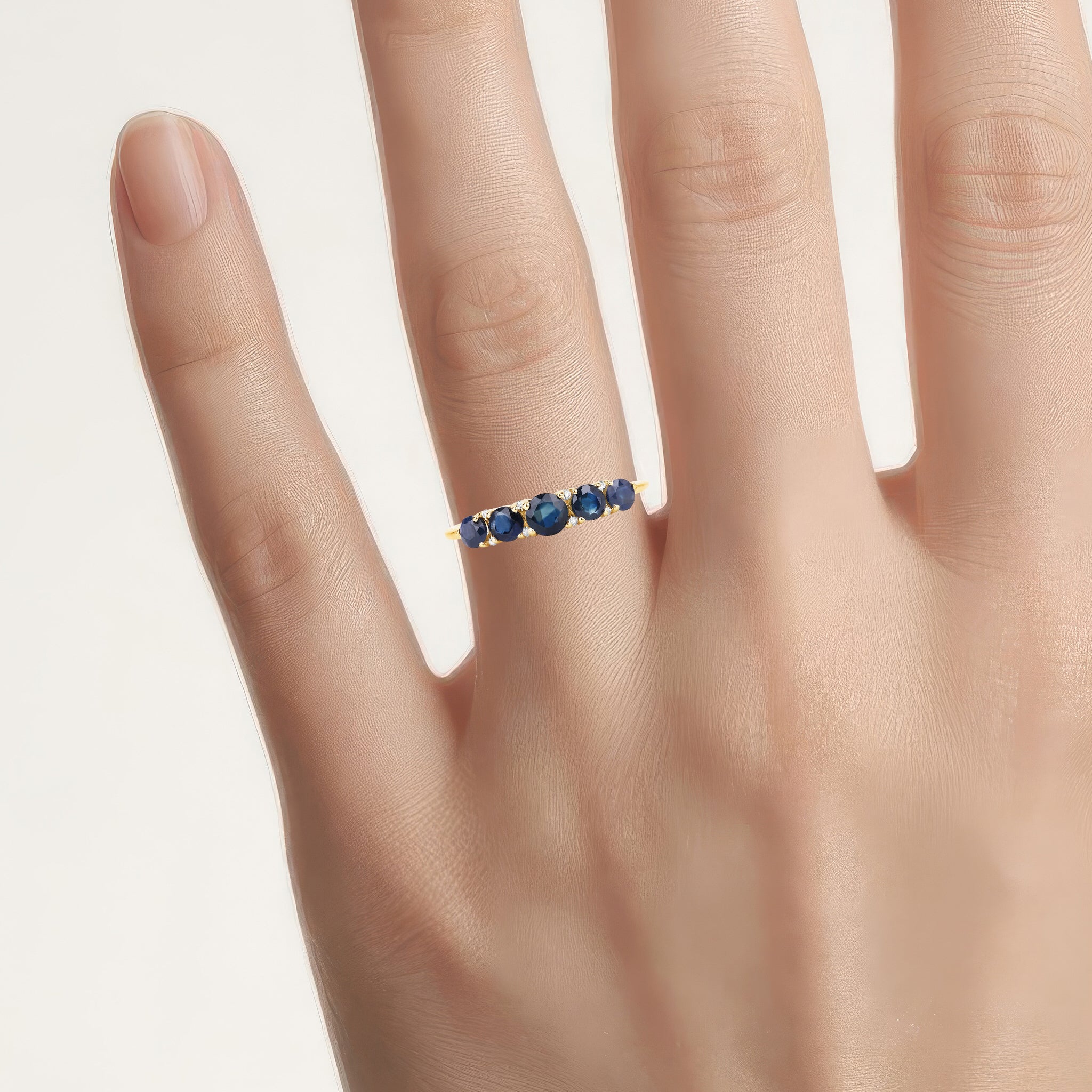 Blue Sapphire Ring With Diamonds 0.98 Carats 14K Yellow Gold