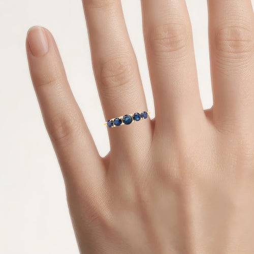 Blue Sapphire Ring With Diamonds 0.98 Carats 14K Yellow Gold