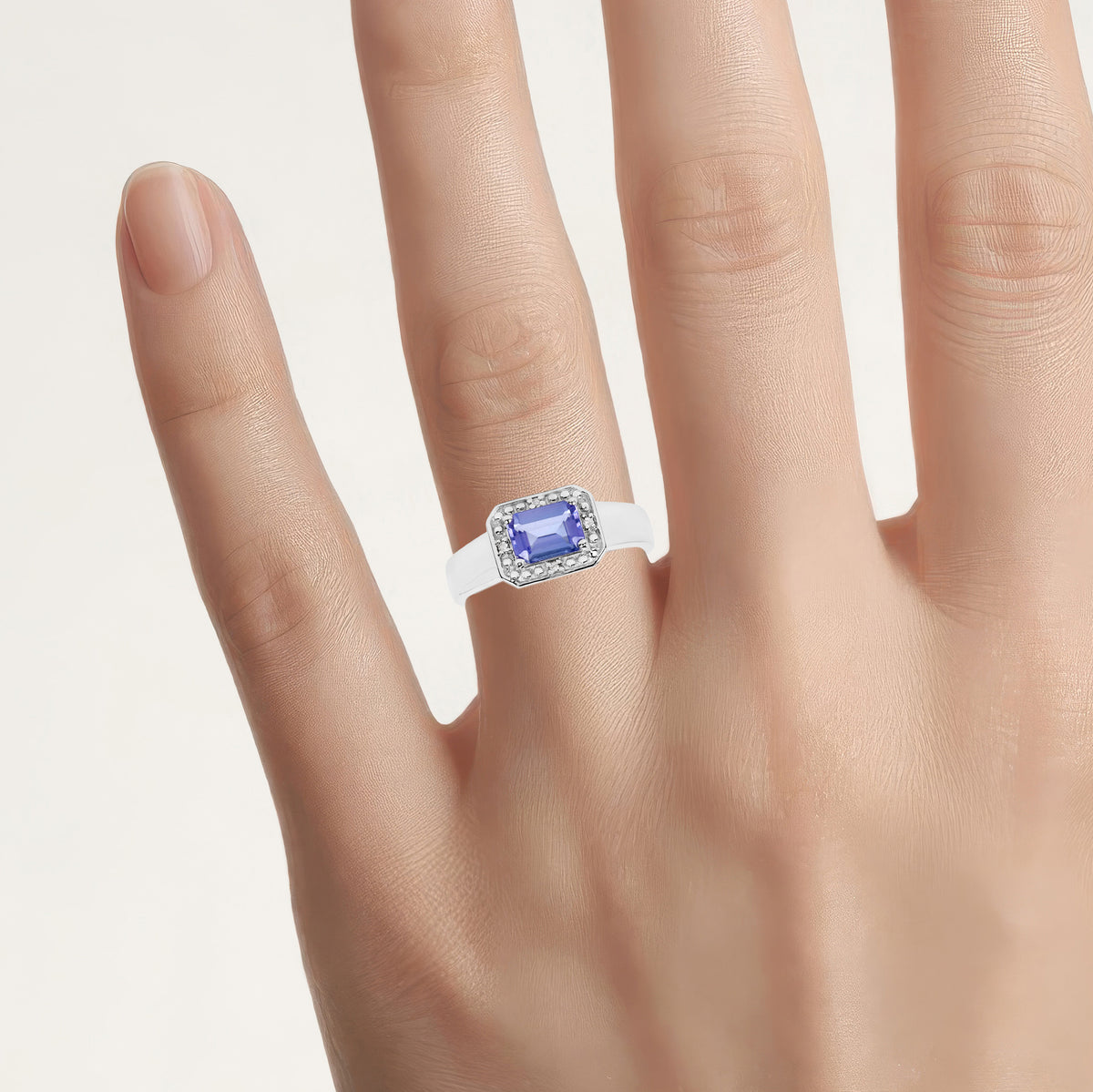 Tanzanite Ring With White Topaz 1.1 Carats Sterling Silver