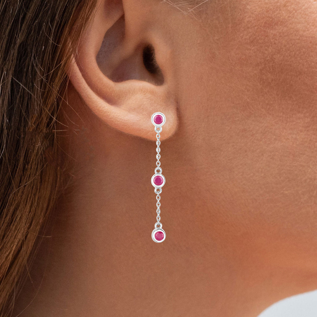 Ruby Earrings 0.76 Carats Sterling Silver