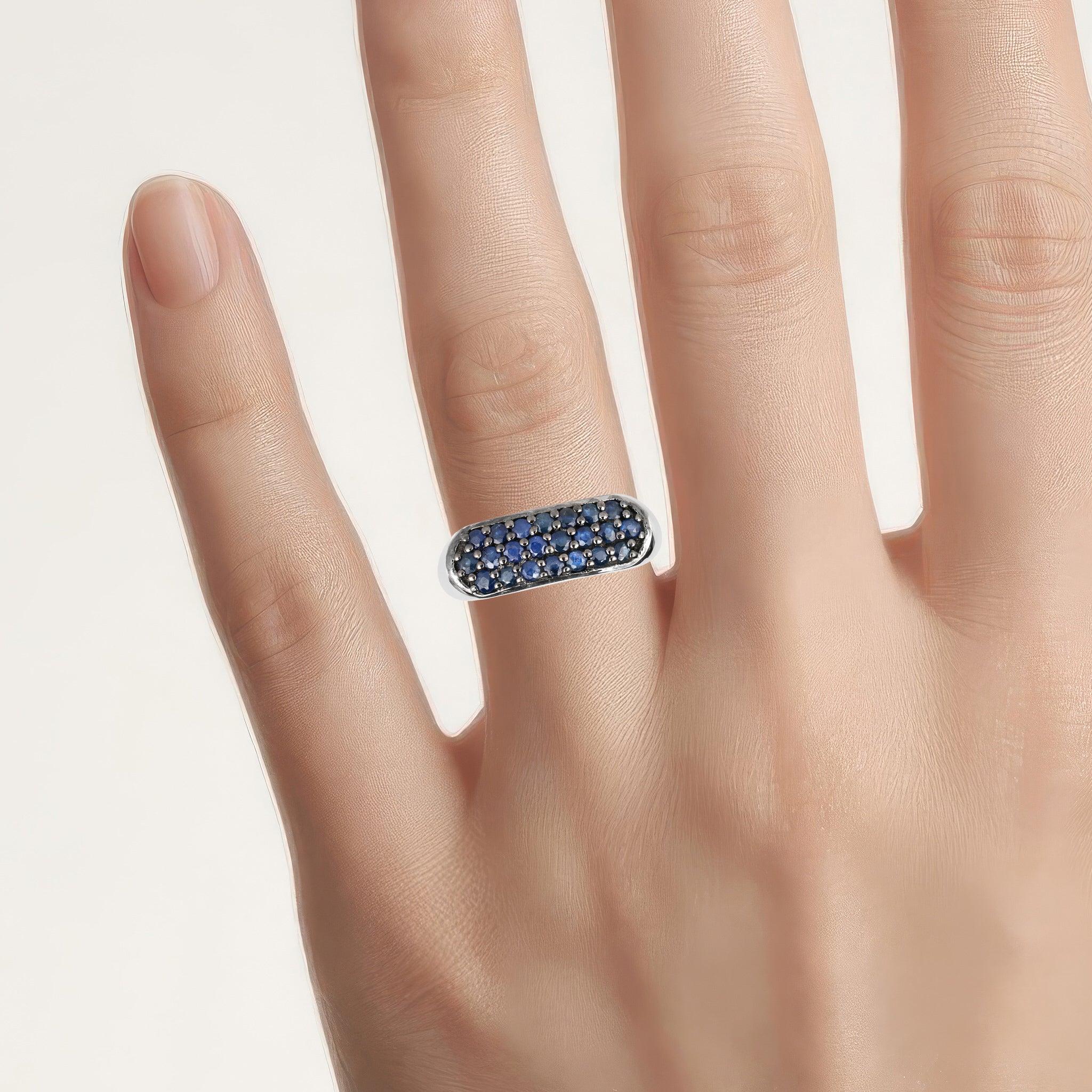 Blue Sapphire Ring 0.98 Carats Sterling Silver