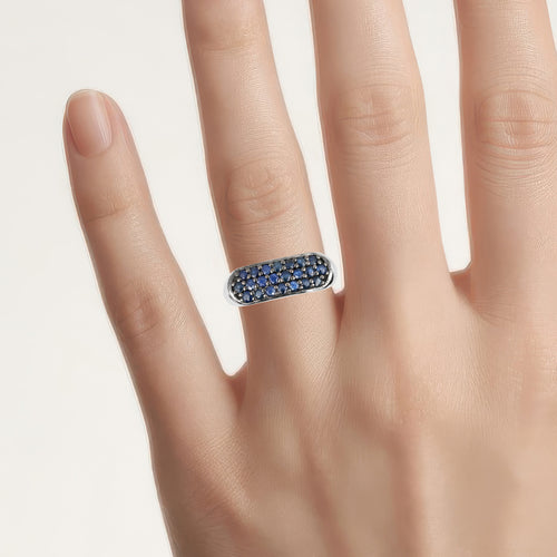 Blue Sapphire Ring 0.98 Carats Sterling Silver