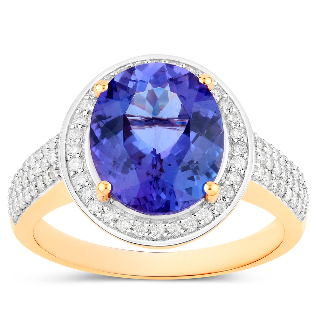 Tanzanite Ring Diamonds 4.01 Carats 14K Yellow Gold