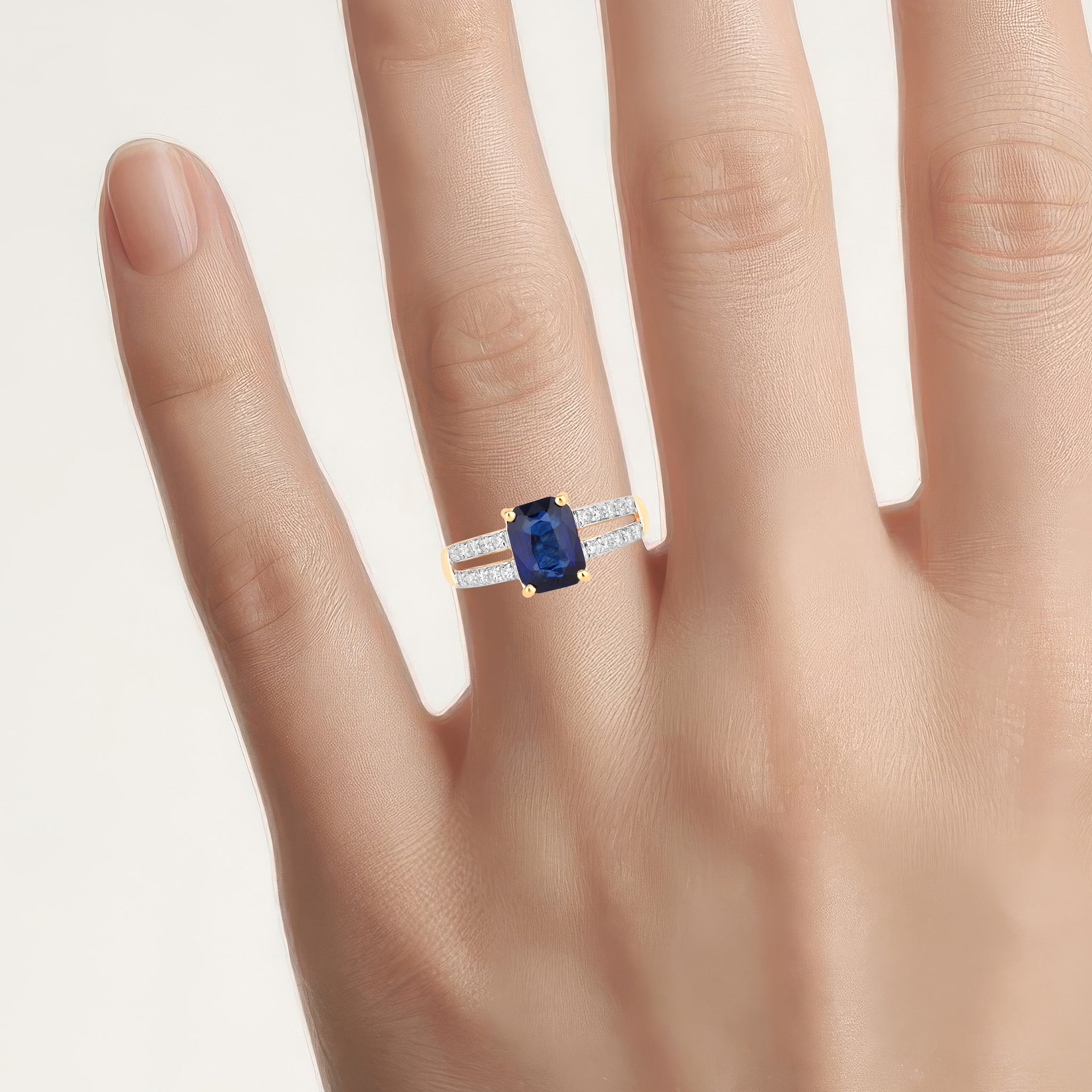 Blue Sapphire Ring With Diamonds 2.38 Carats 18K Yellow Gold