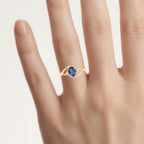 Blue Sapphire Ring With Diamonds 0.96 Carats 10K Yellow Gold