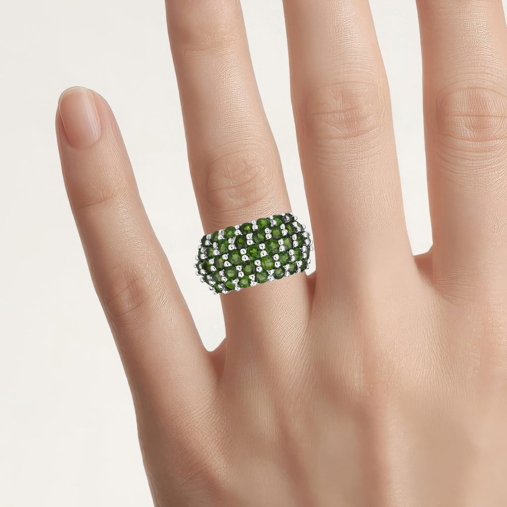 Chrome Diopside Ring 5 Carats Sterling Silver