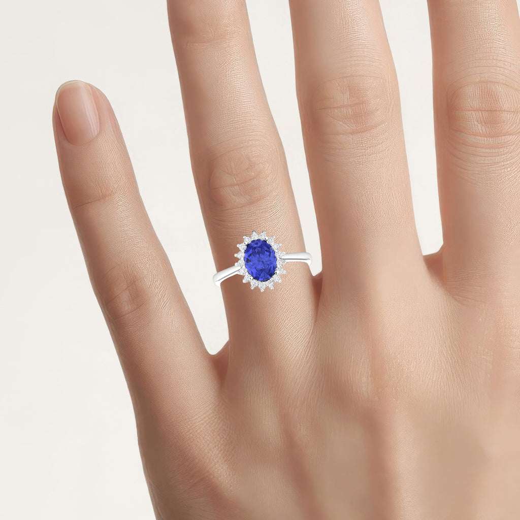 Tanzanite Ring With Diamonds 1.88 Carats 14K White Gold