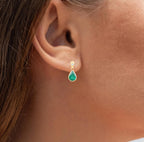 Zambian Emerald Earrings With Diamonds 1.32 Carats 10K Yellow Gold