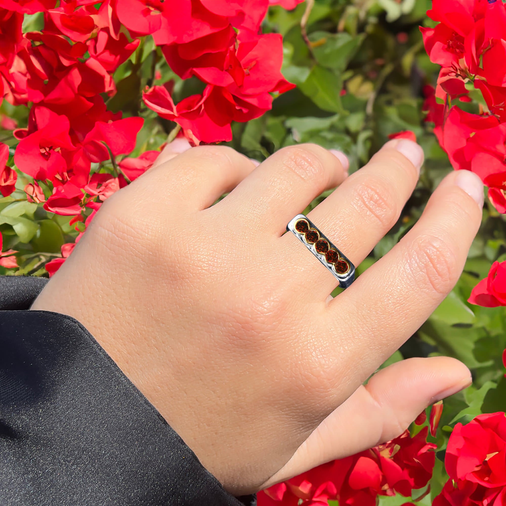 Red Diamond Ring 0.5 Carats 9K Yellow & White Gold