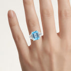 Swiss Blue Topaz Ring 8.88 Carats Sterling Silver