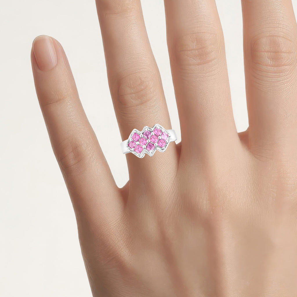 Pink Sapphire Ring 1.18 Carats Sterling Silver