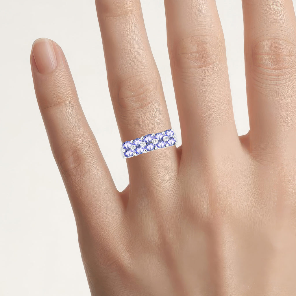 Tanzanite Ring With White Sapphire 1.72 Carats Sterling Silver