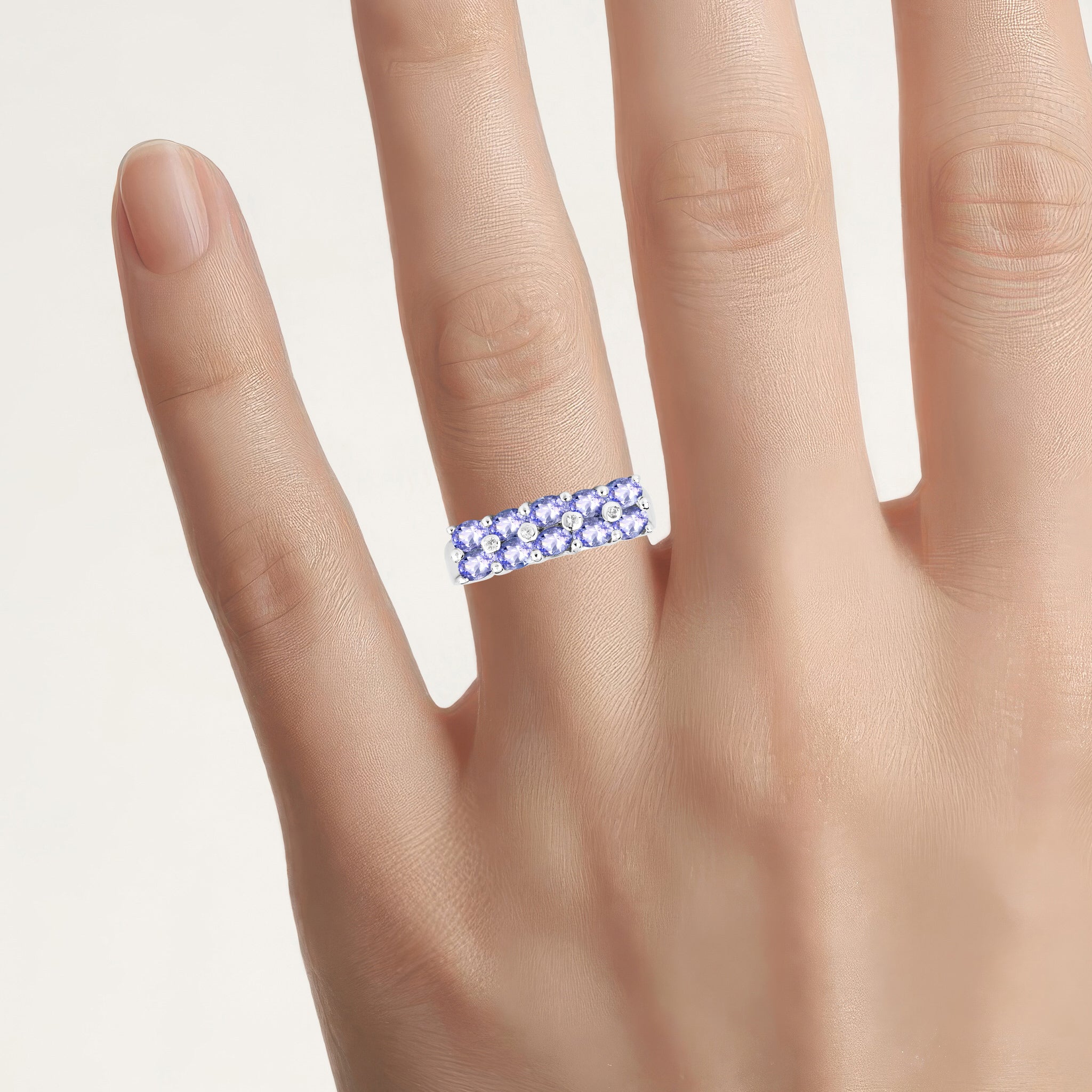 Tanzanite Ring With White Sapphire 1.72 Carats Sterling Silver
