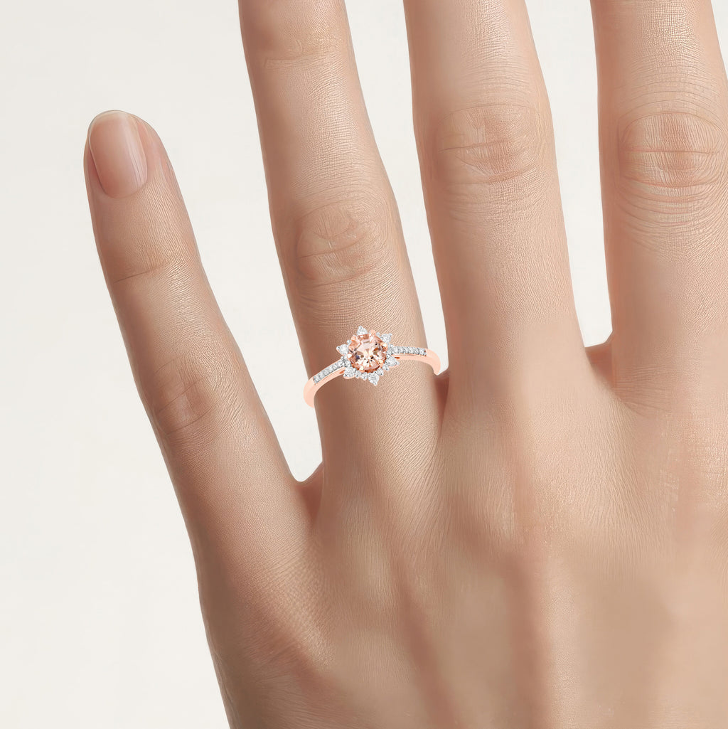 Morganite Ring With Diamonds 0.67 Carats 14K Rose Gold
