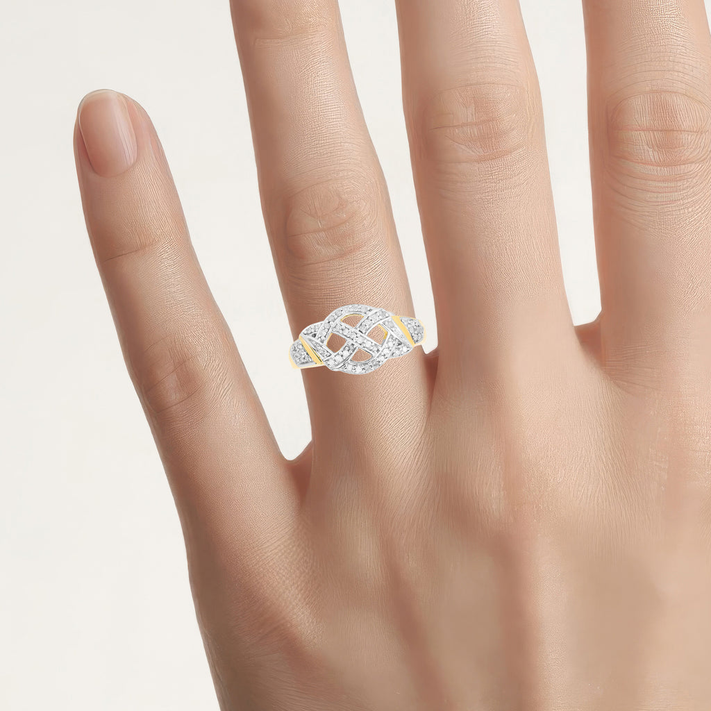 Diamond Infinity Ring 0.2 Carats Gold Plated Silver