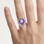 Amethyst Ring With Citrine 9.6 Carats Sterling Silver