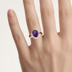 Amethyst Ring With Diamonds 3.76 Carats Gold Plated Silver