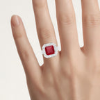 Ruby Ring With White Topaz 6.32 Carats Sterling Silver
